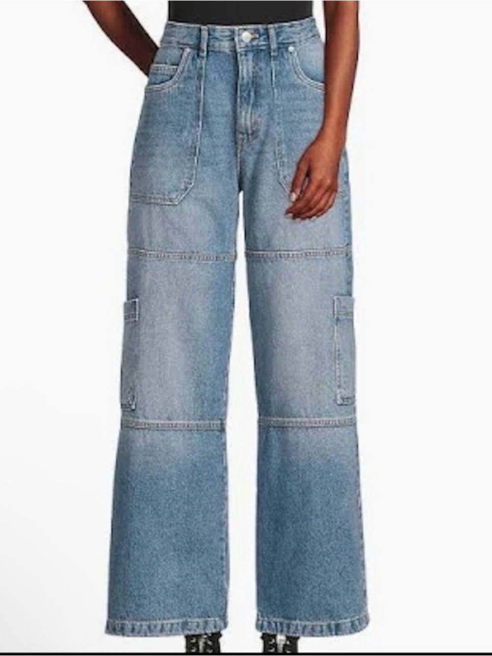 Avec Les Filles High Rise Wide Leg Cargo Jeans 29 B20